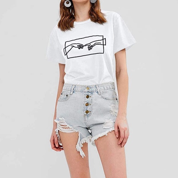 Zaful Tops - Zaful Hand Printed Graphic Tee